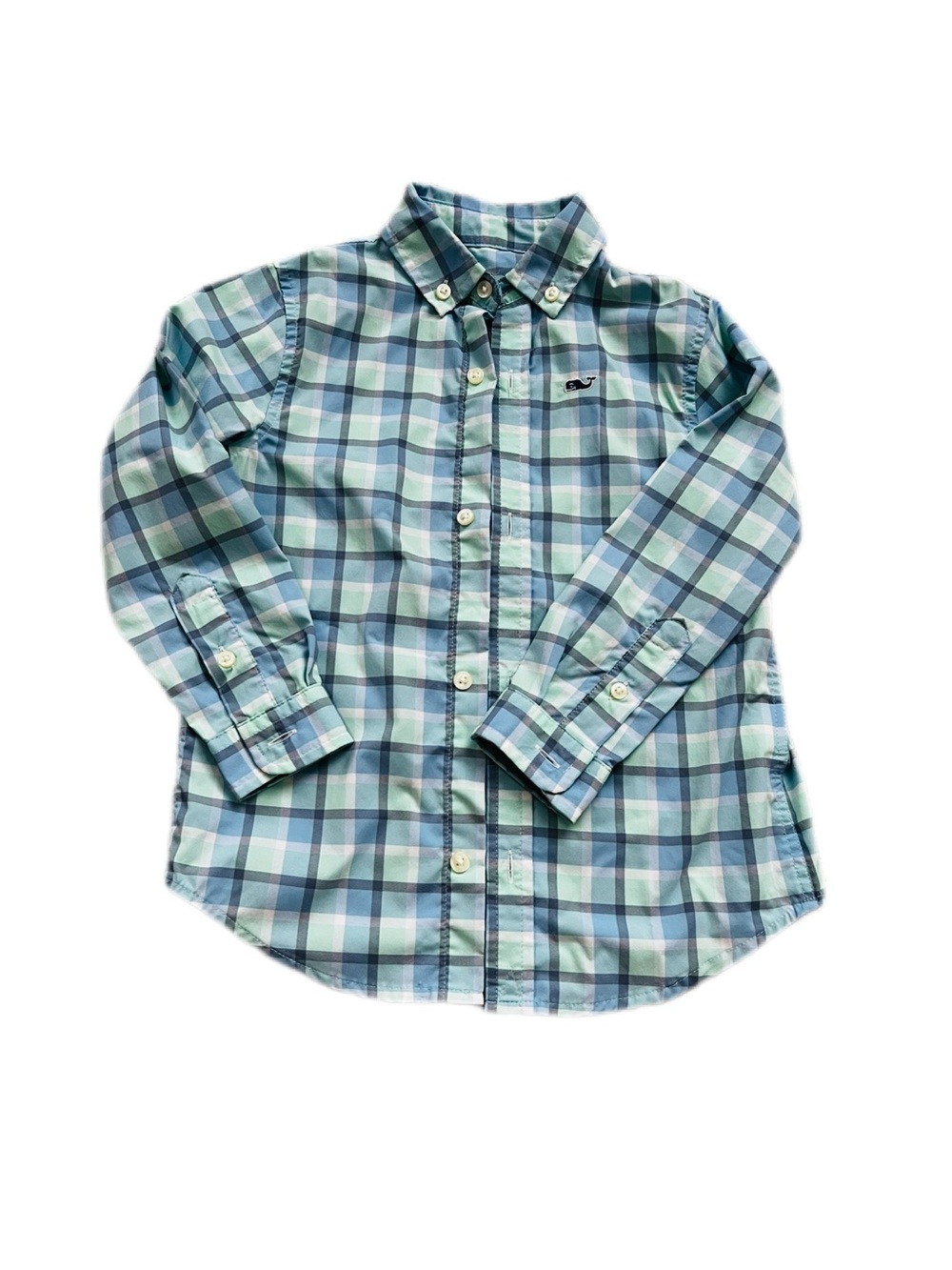Vineyard Vines Boys Plaid Button-Down Shirt - Blue & Mint Green